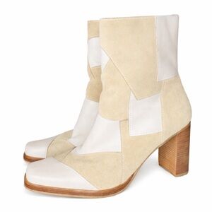 Candie's vintage Cream and White patchwork Heeled Boots